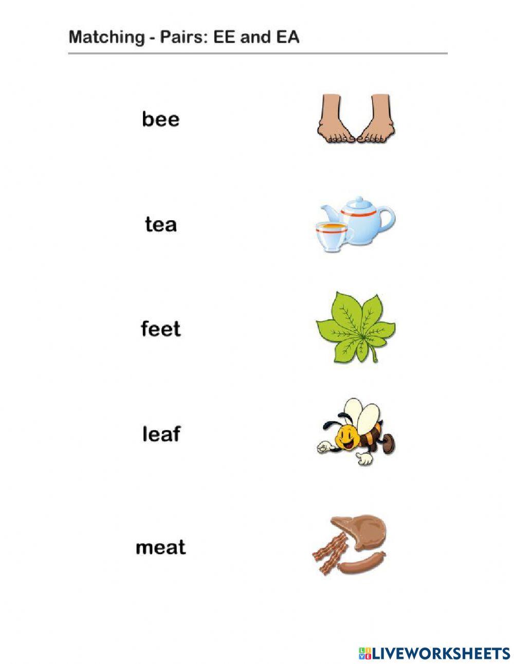 long vowel ee and ea matching