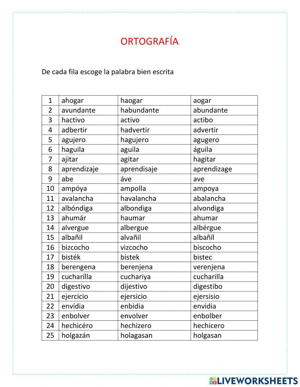 Juego ortográfico bachillerato