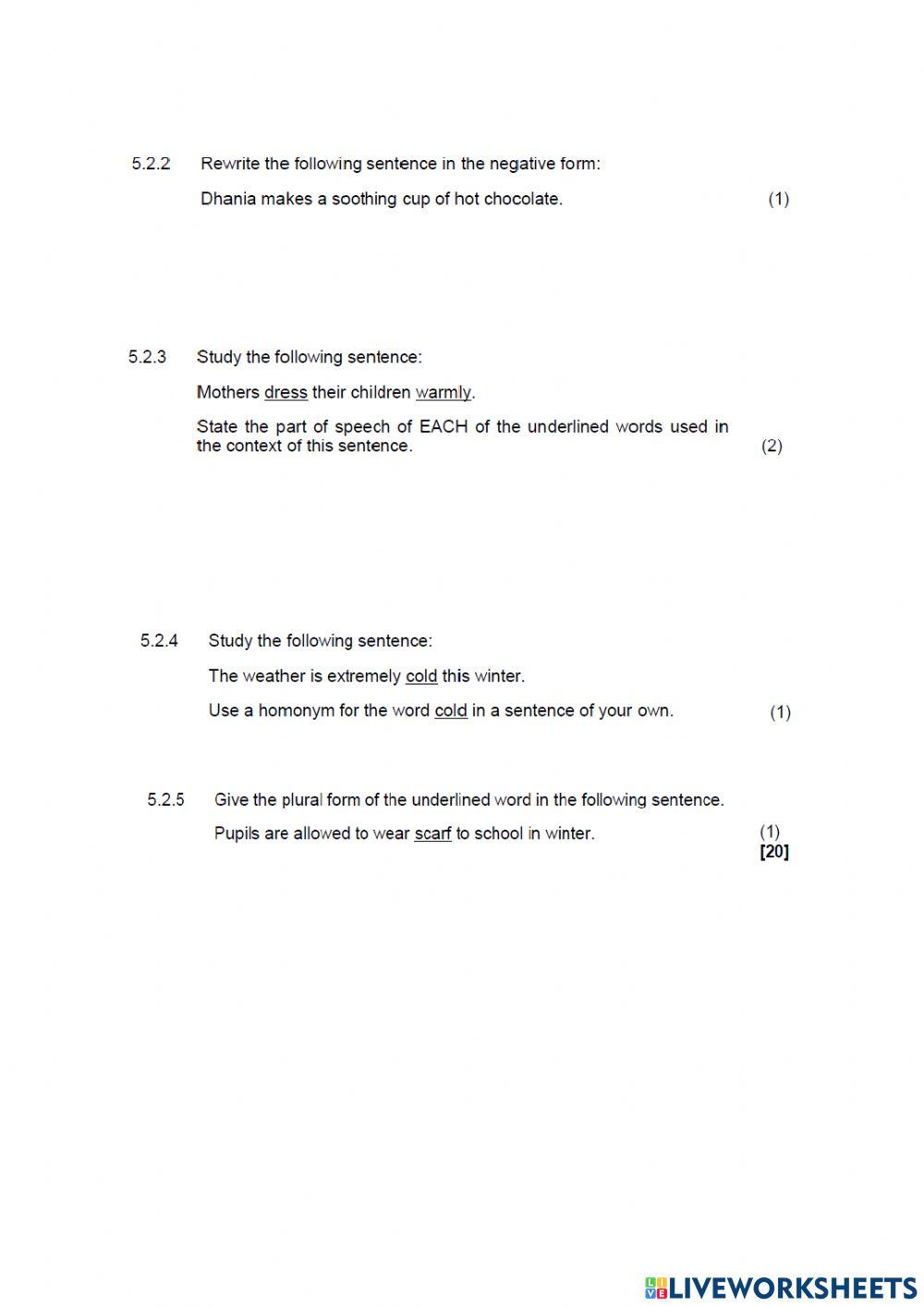 English paper 1 part 3 question 4 and 5