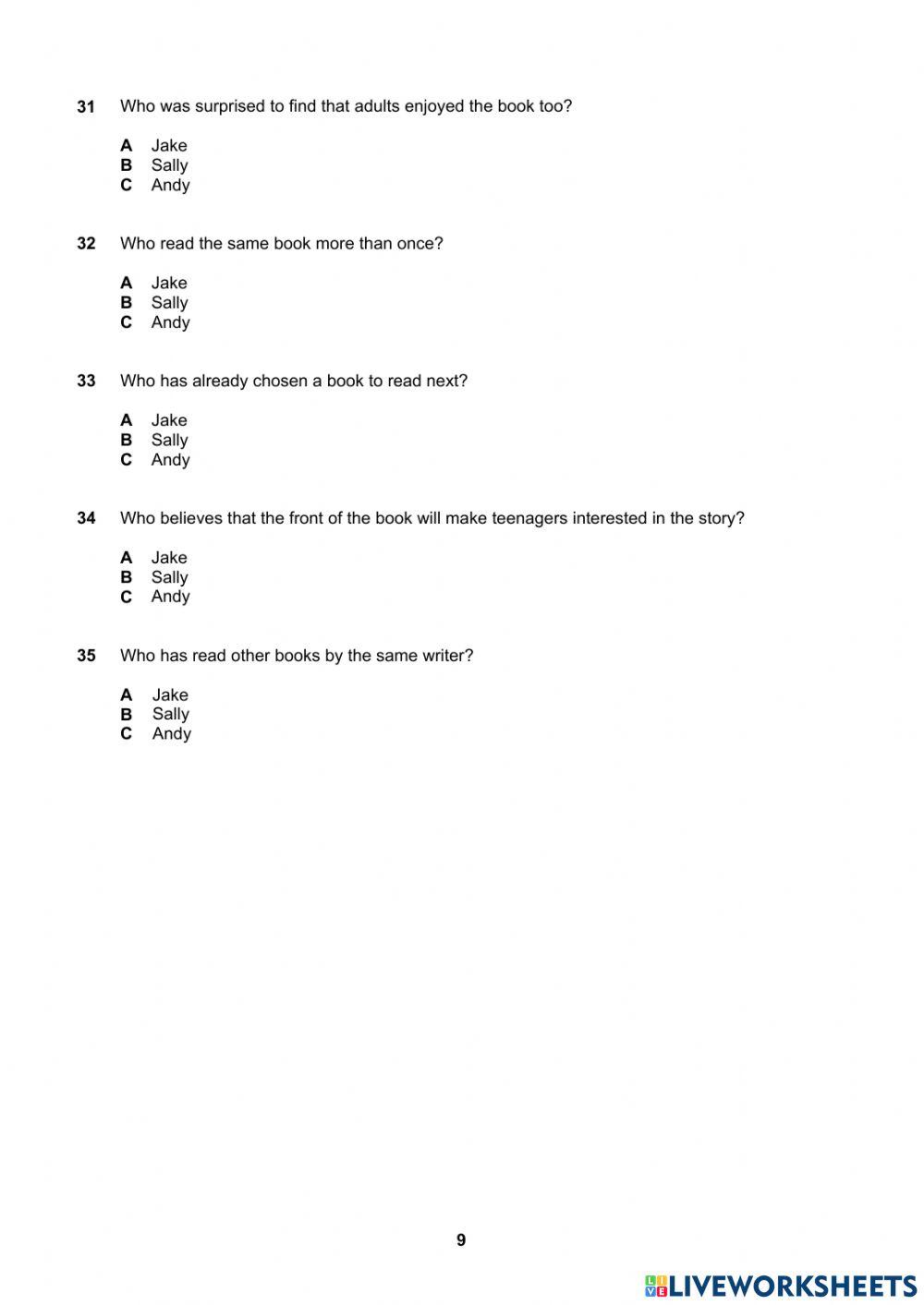 CAMBRIDGE PLACEMENT TEST PART 1