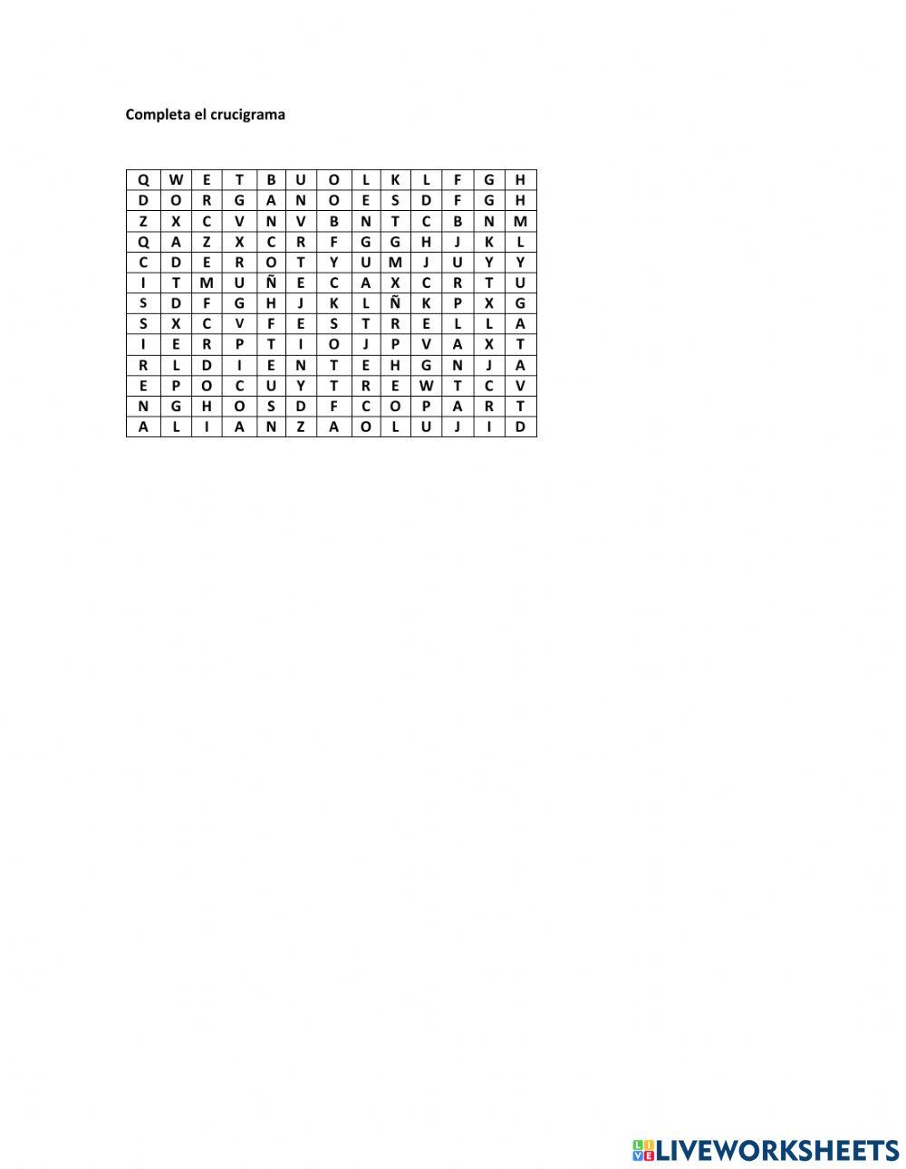 Sopa de letras con palabras polisémicas