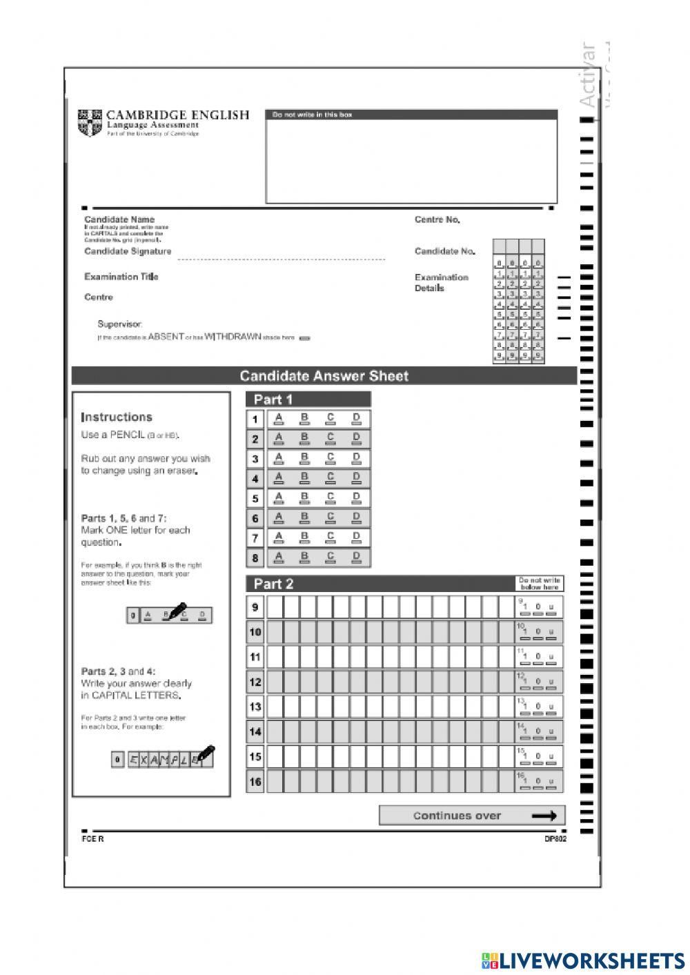 Fce2 mock 4 reading and use of English