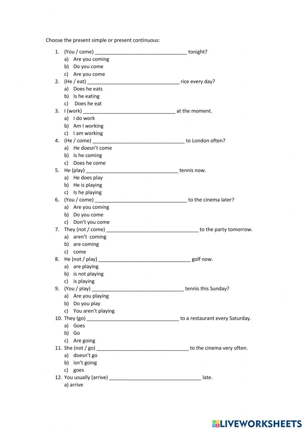 Present Simple- Present continuous