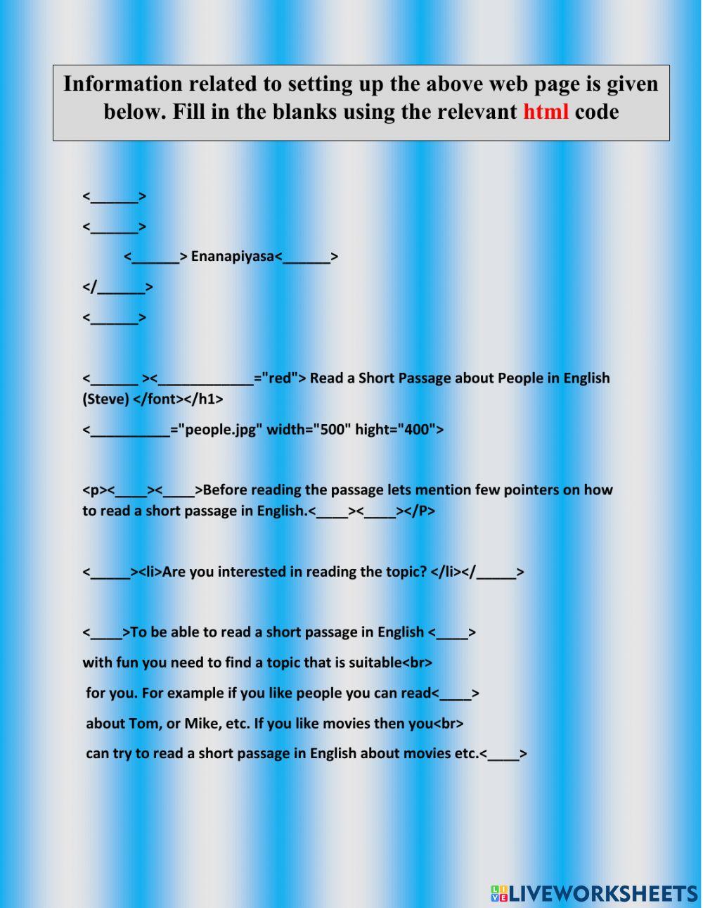 1250591 | Grade 11 html Lesson | Danushka Lakshan