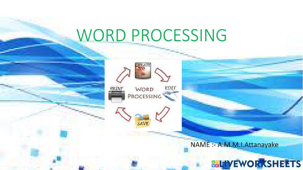 Word processing online activity | Live Worksheets