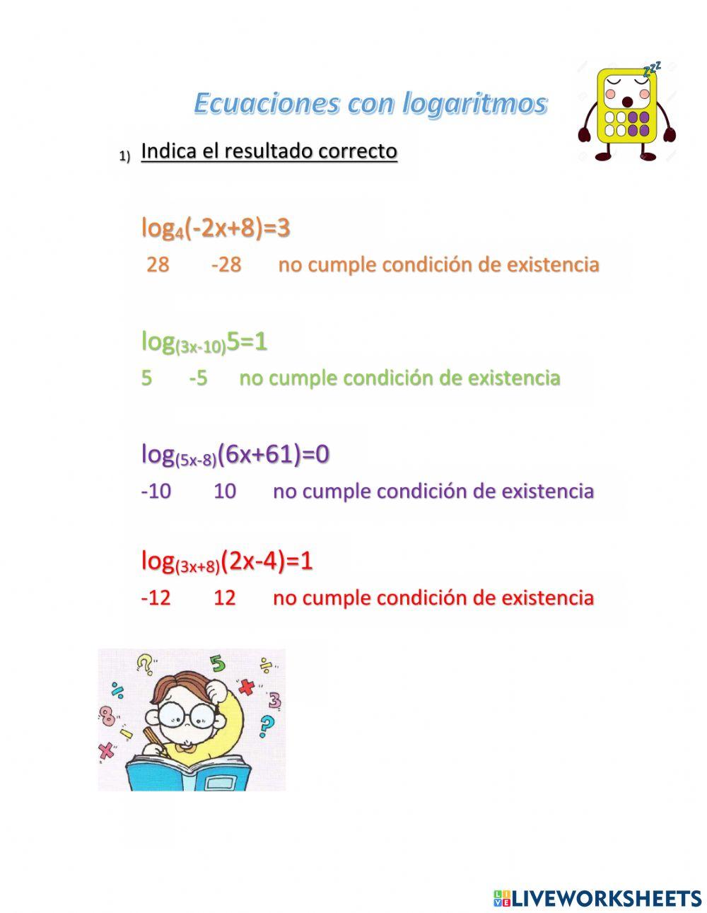 Ecuaciones con logaritmos