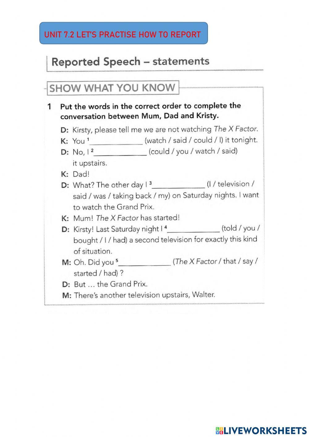 Reporting statements