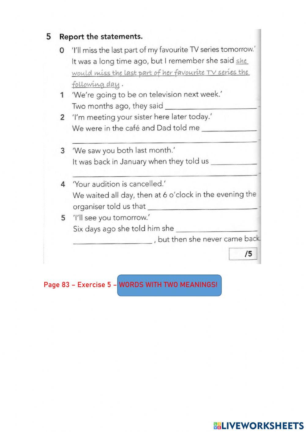 Reporting statements