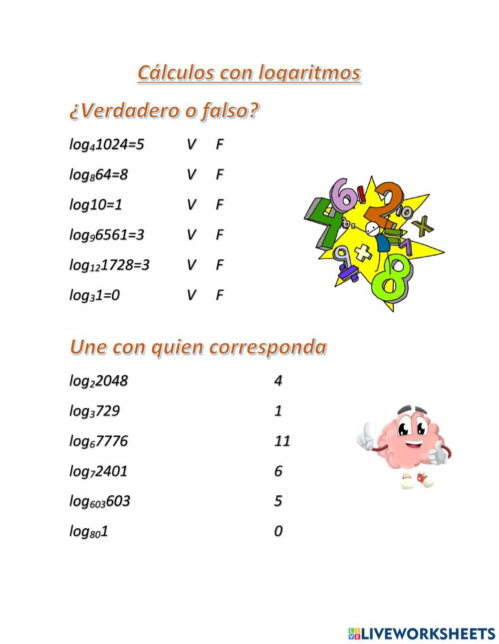 Cálculos sencillos con logaritmos