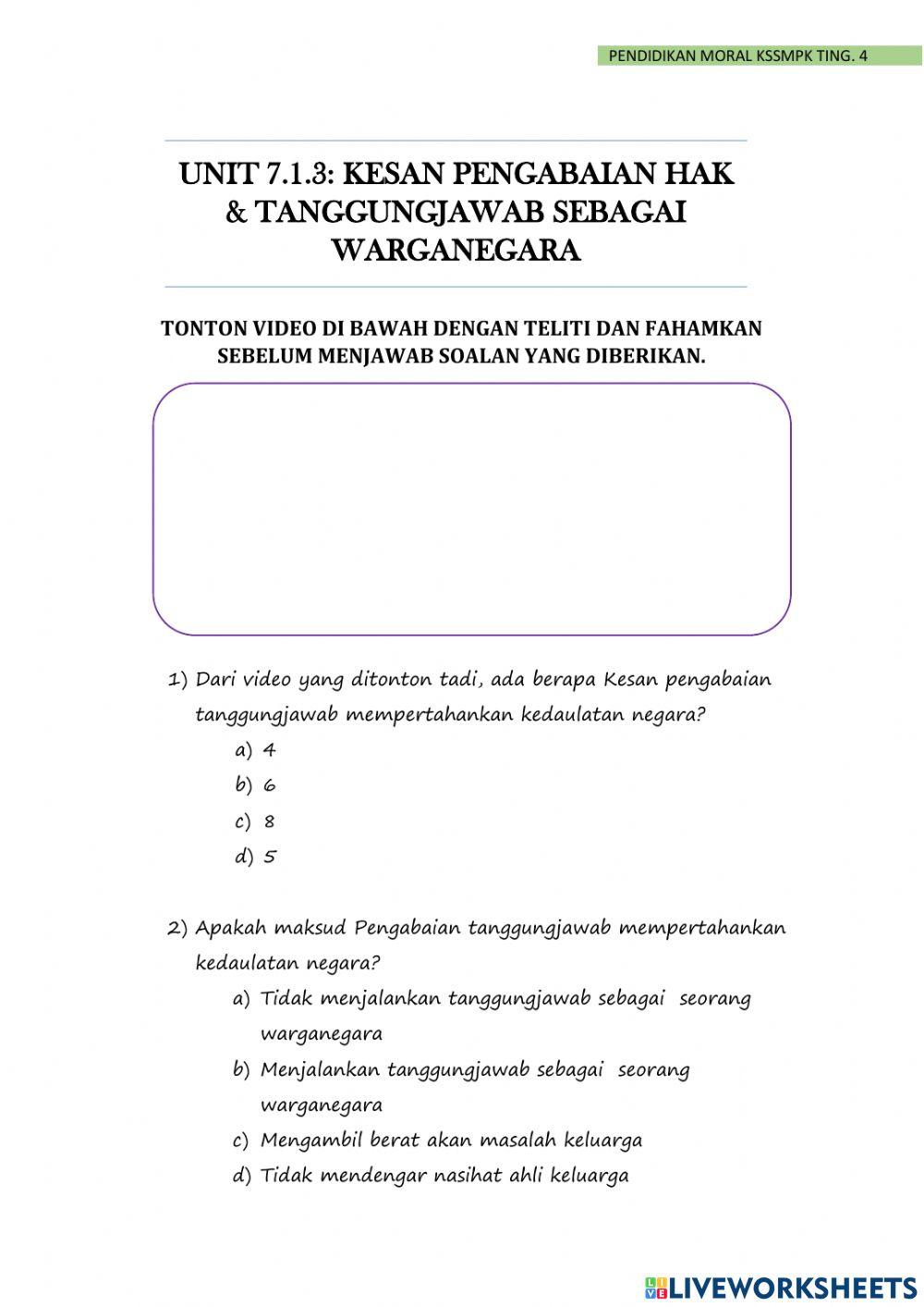 Hak & tanggungjawab sebagai warganegara