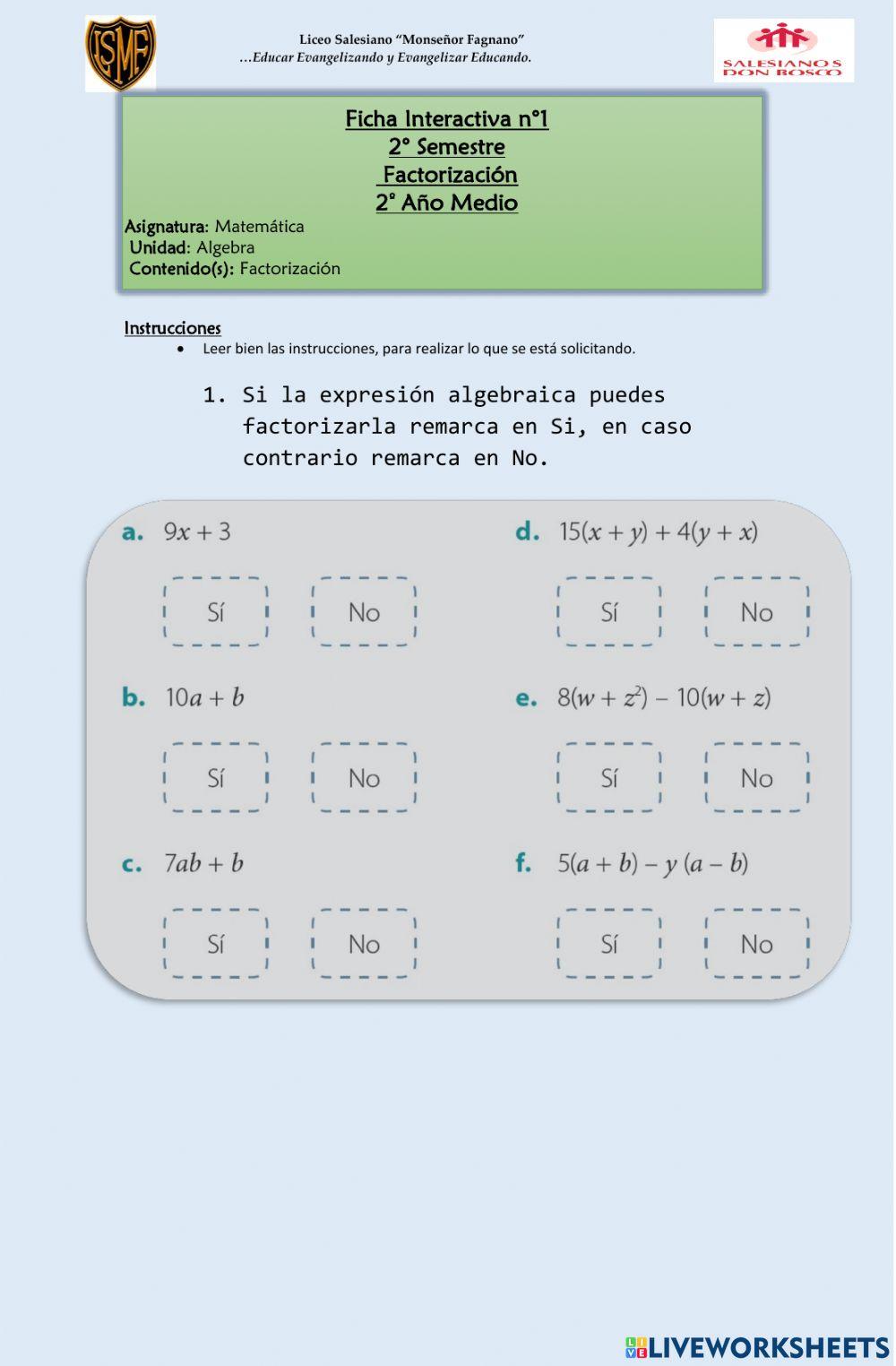 Factorización Factorización