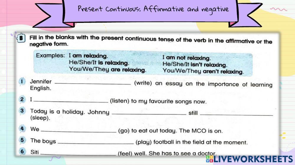 Year 5 Present Continuous Tense