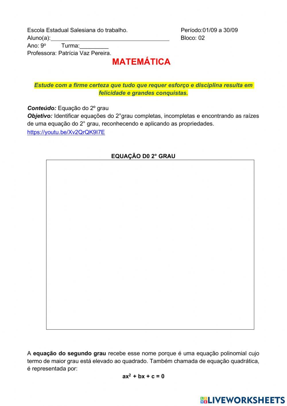 Equação do 2° grau