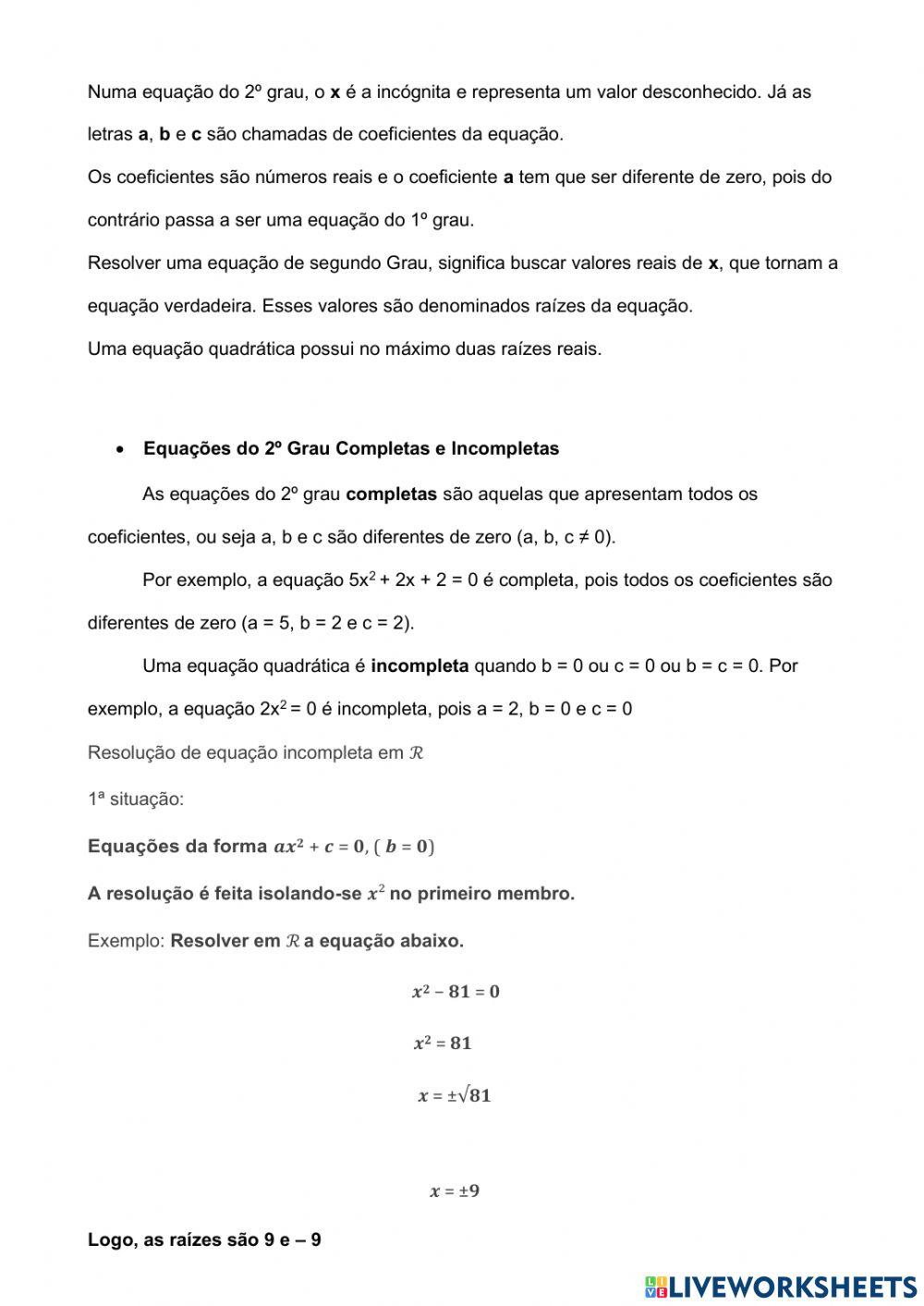 Equação do 2° grau