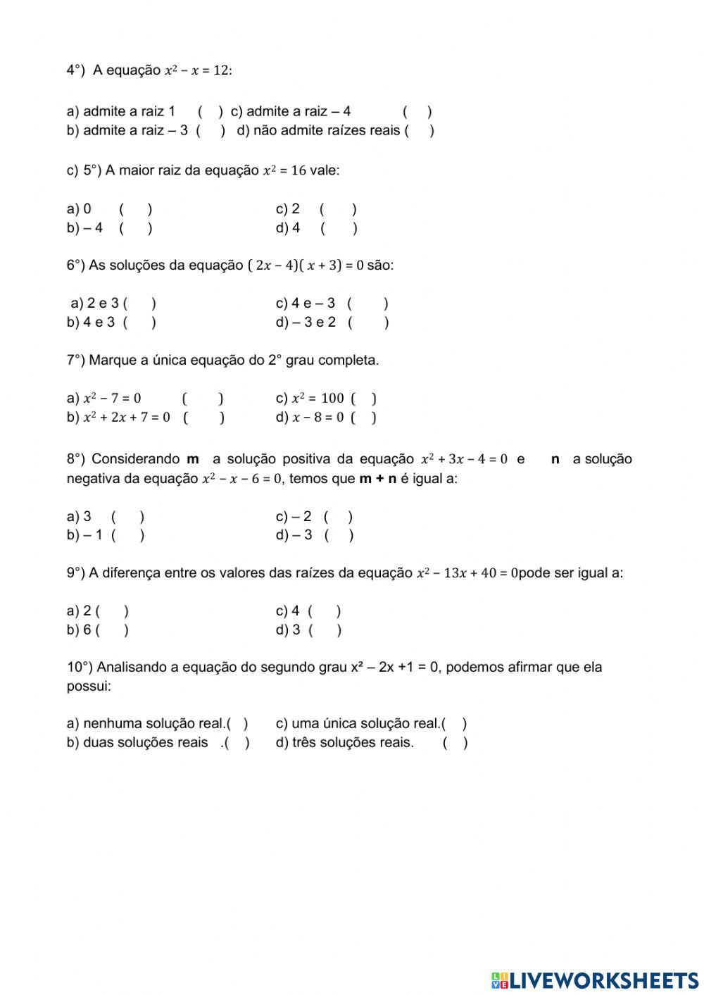 Equação do 2° grau
