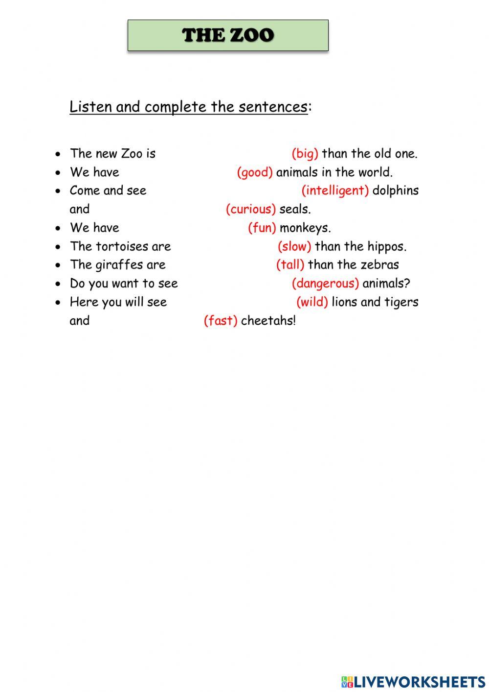 Comparatives and superlatives