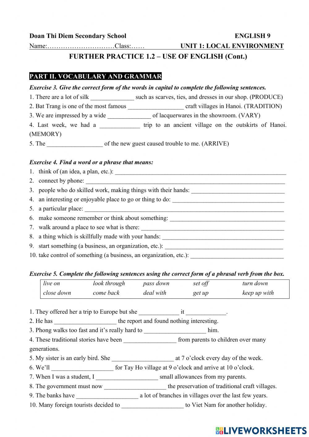 Unit 1-Vocab + Gram Check