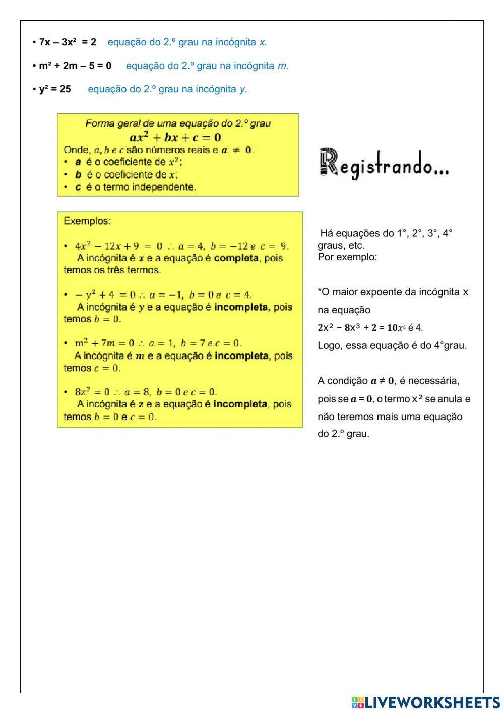 Equação do 2° grau