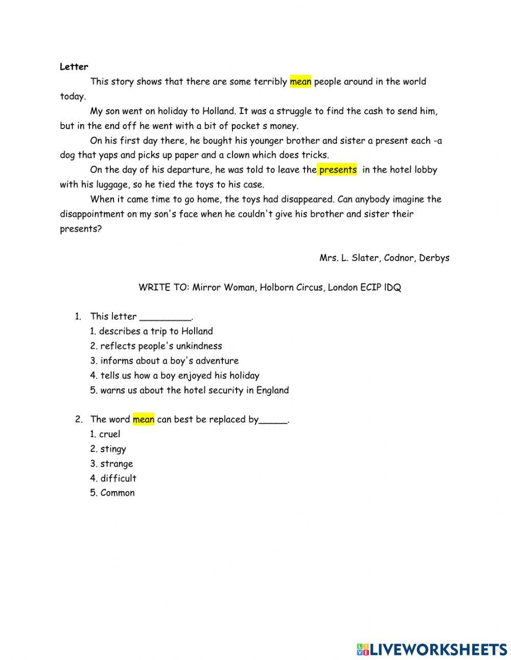 Reading Comprehension