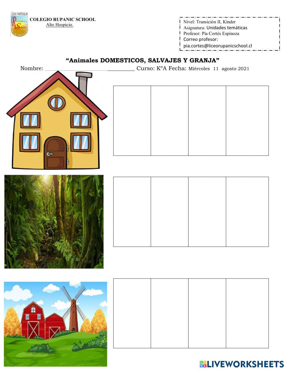 Animales domésticos, salvajes, granja