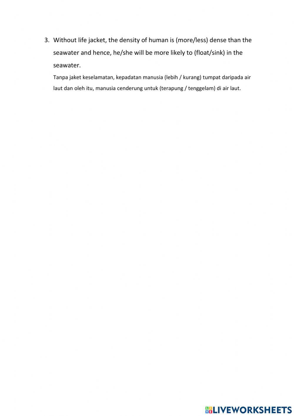 Science year 3 (Density)