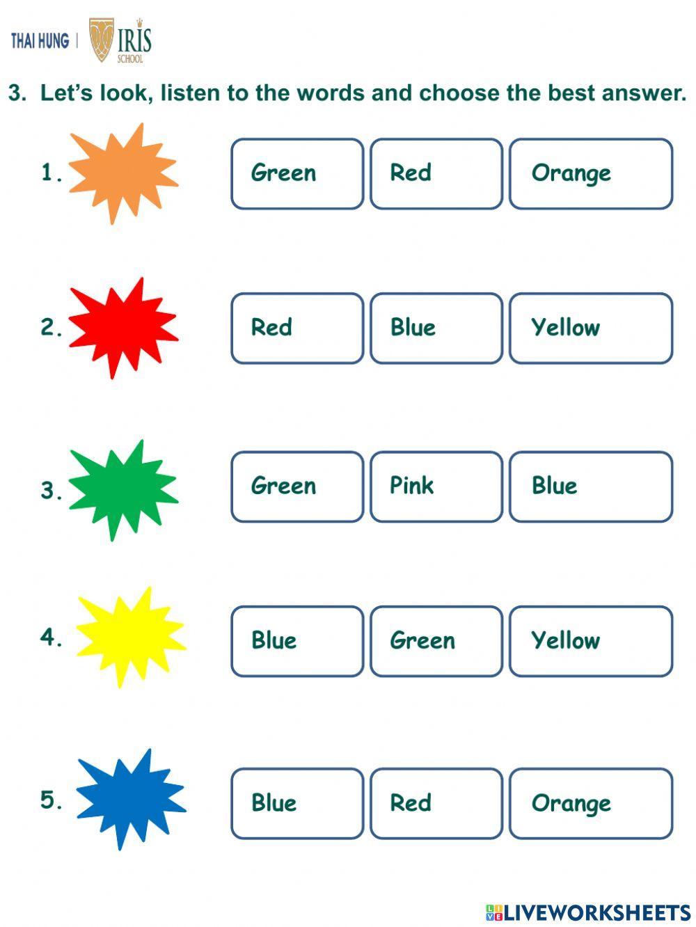 Worksheet about Colors for Kids