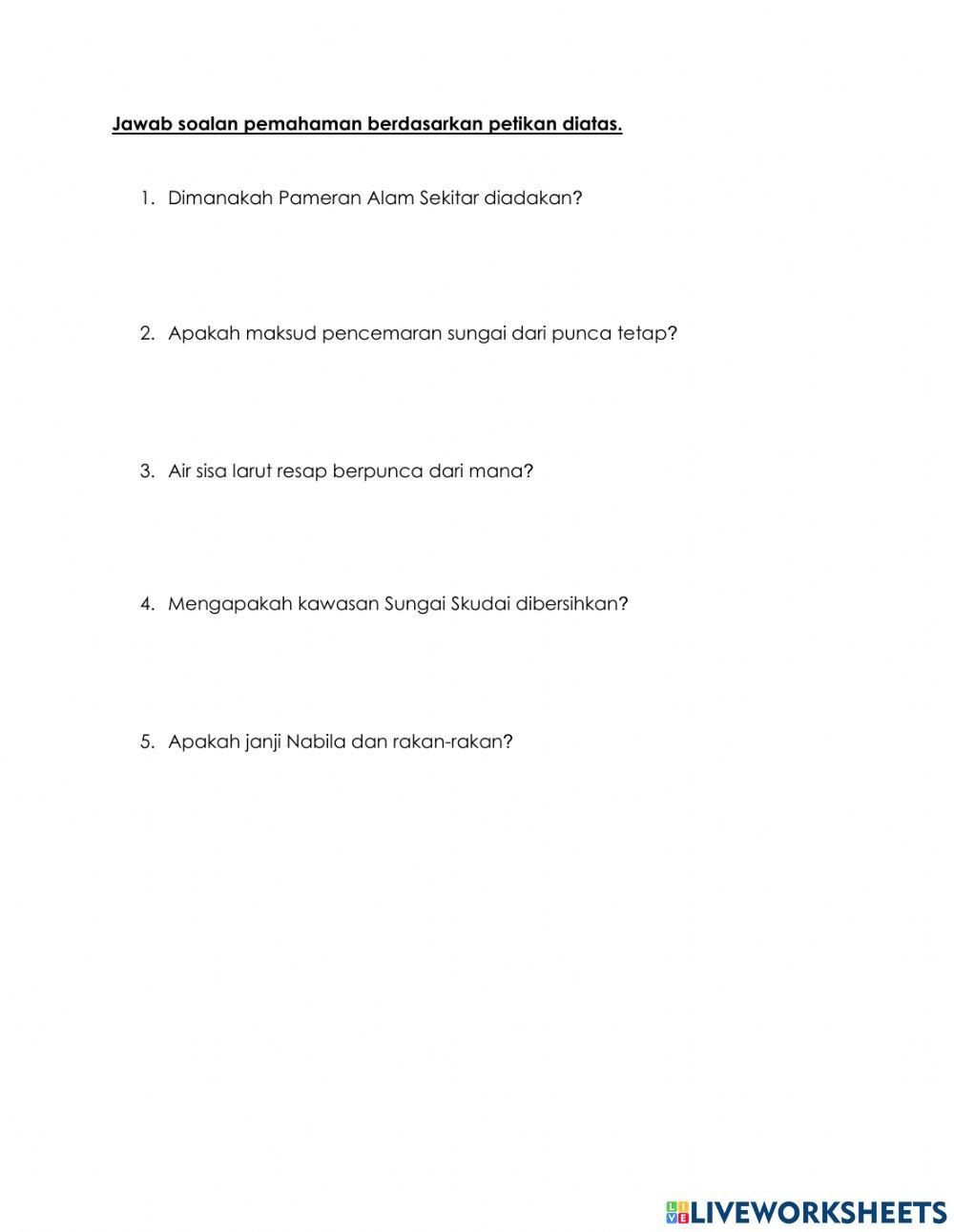 Soalan Pemahaman BM Tahun 3