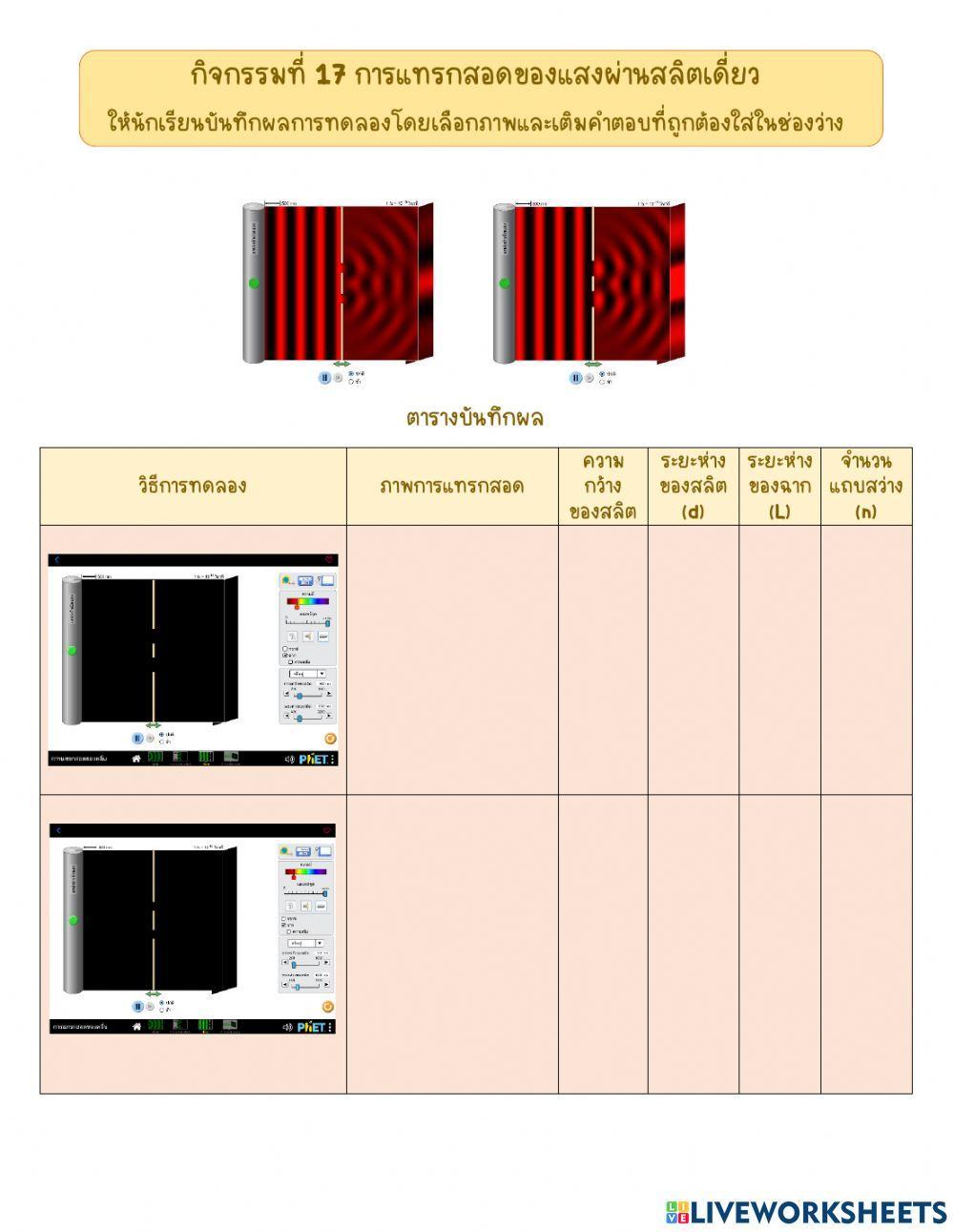 ทดลองการแทรกสอดของแสง