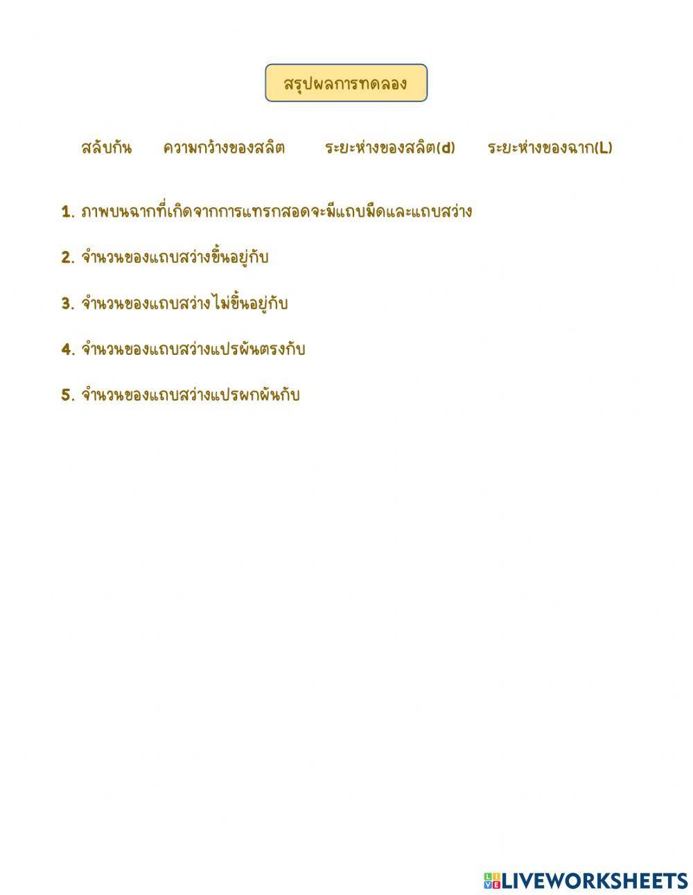 ทดลองการแทรกสอดของแสง