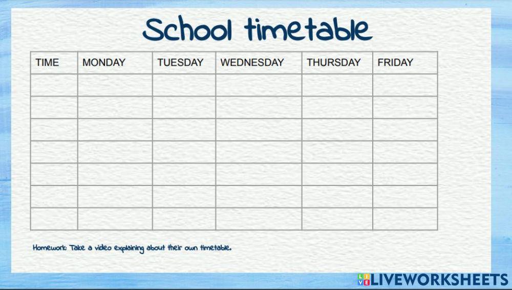 My School Time Table