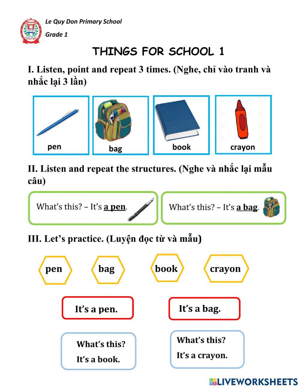 Things for school 1