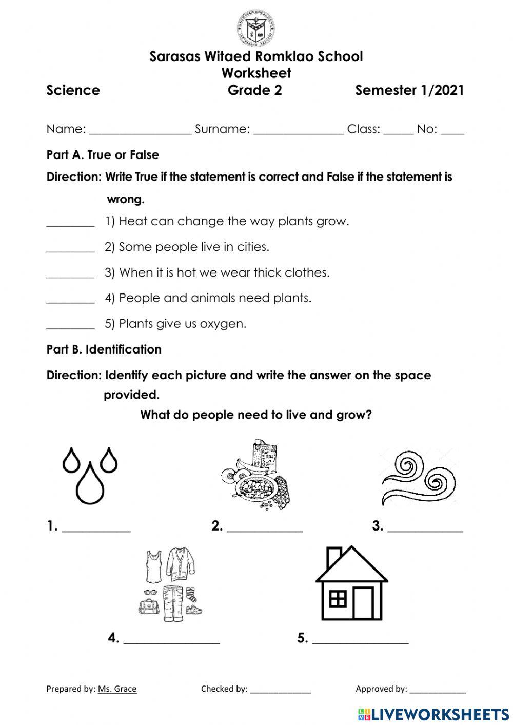 Science Worksheet