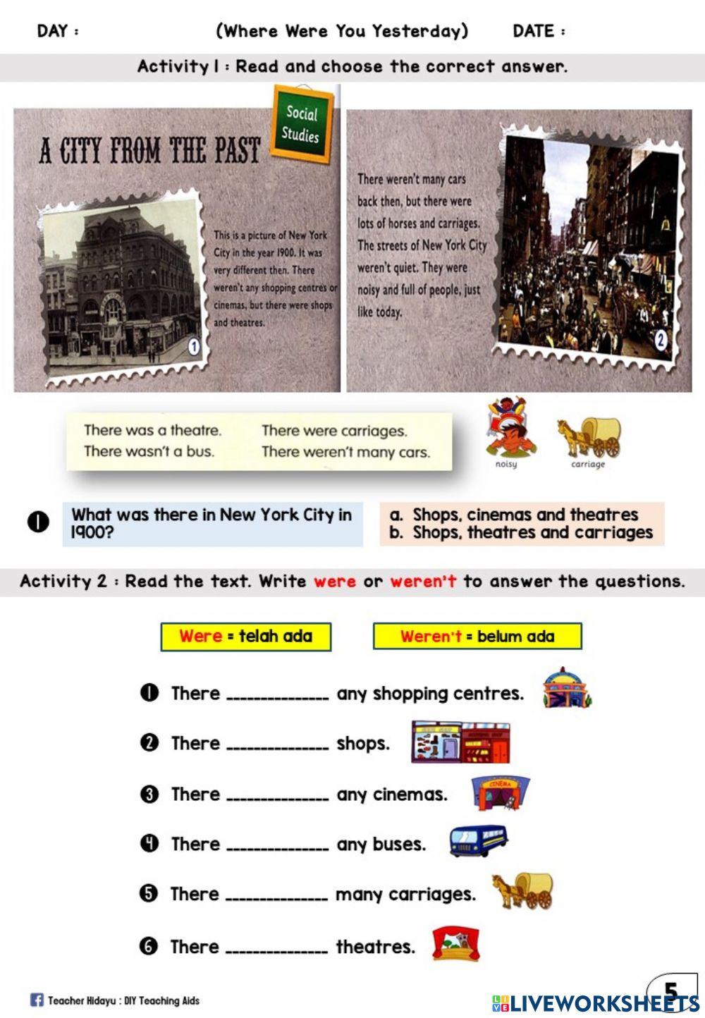 Where Were You Yesterday? (Fill in the blanks)