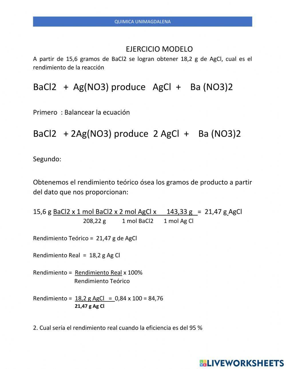 Rendimiento y pureza Rendimiento y pureza