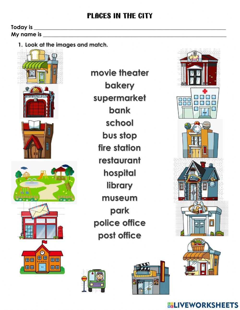 Places In Town Liveworksheets