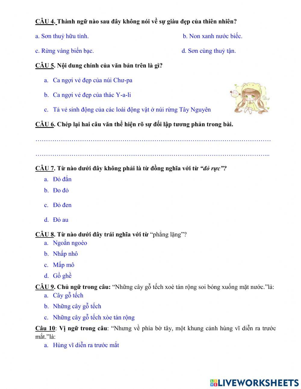 Bài tập cuối tuần Tiếng Việt 5-tuần 1