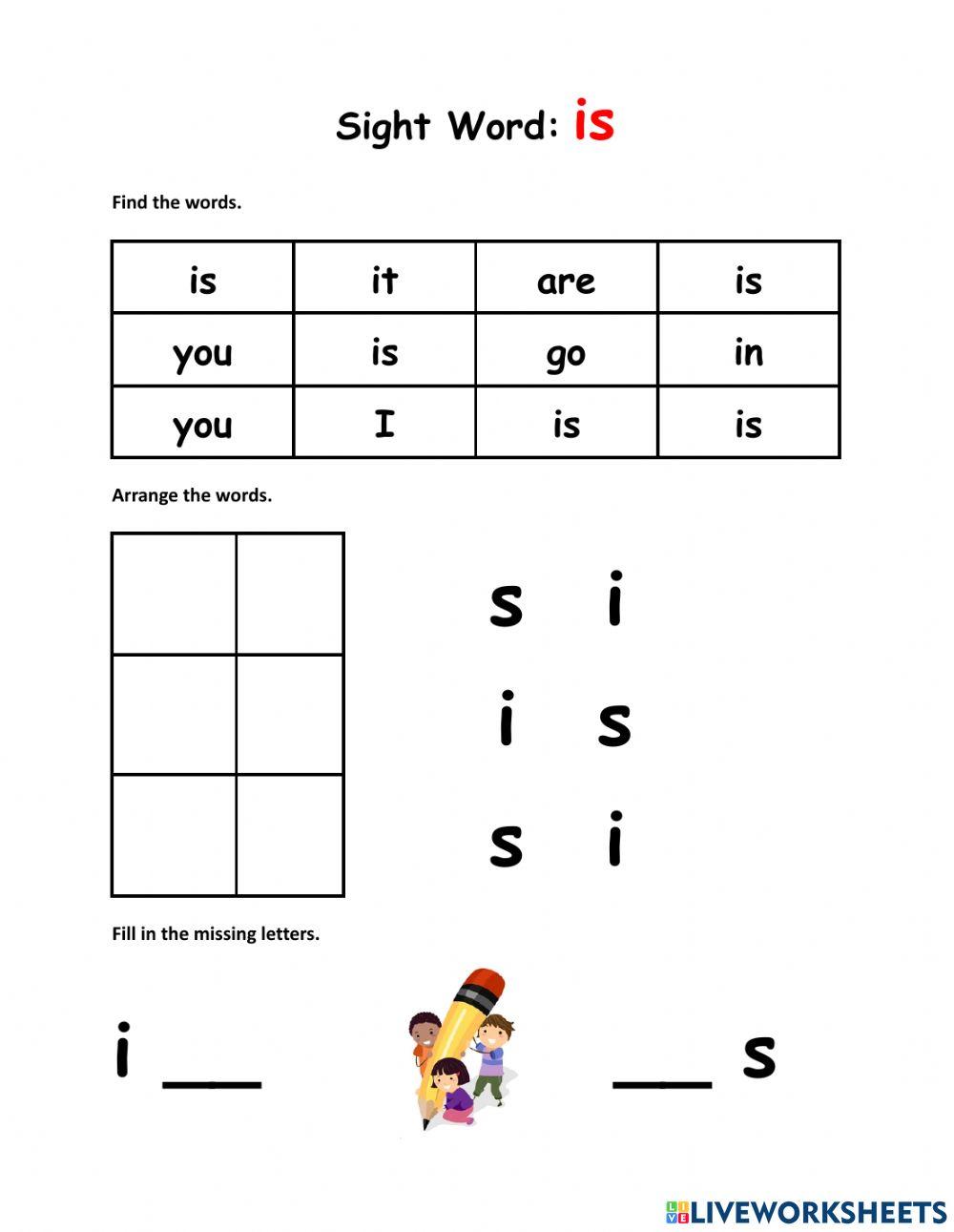 1252422 | Sight Word IS | Priska | LiveWorksheets