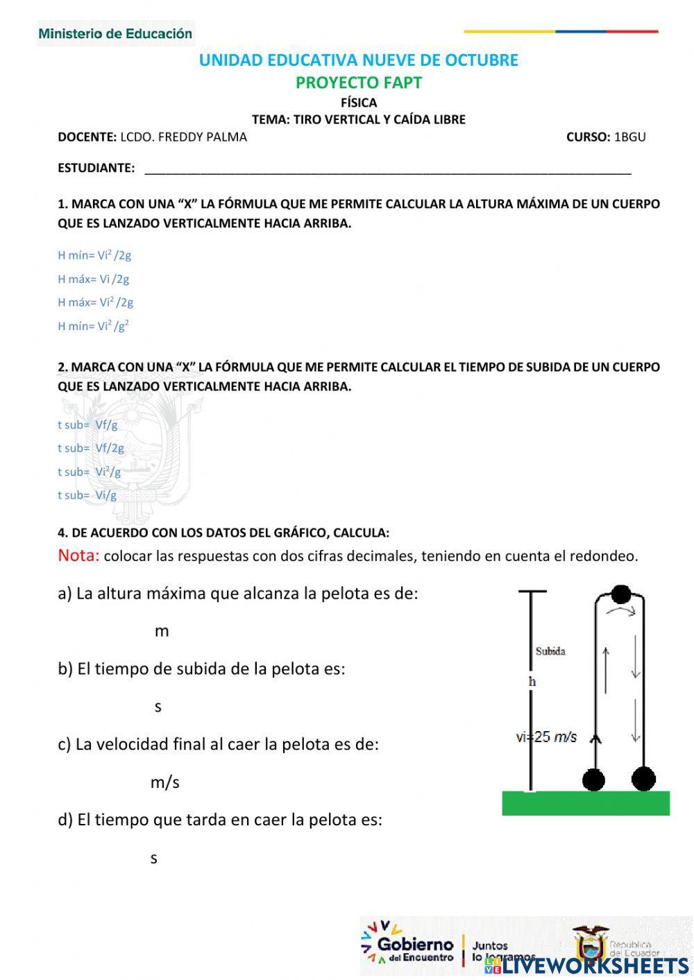 Tiro vertical y caída libre