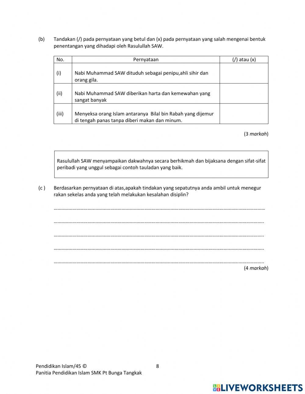 PEPERIKSAAN PERTENGAHAN TAHUN TING 2 PEND ISLAM SHARE