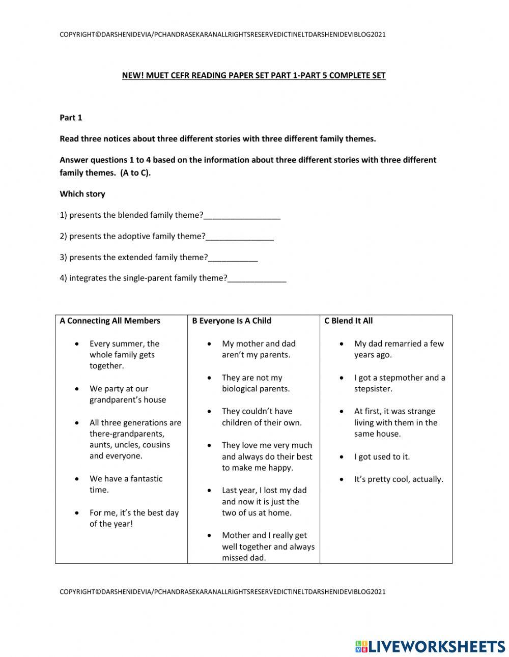 MUET cefr reading paper part 1-part 4