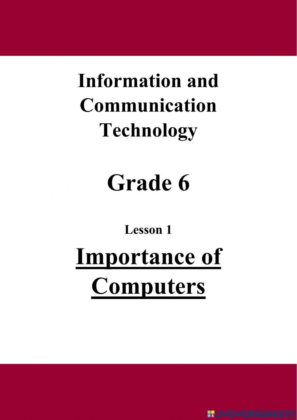 Importance of computers