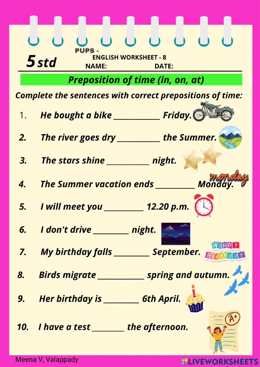 English prepositions of time 2