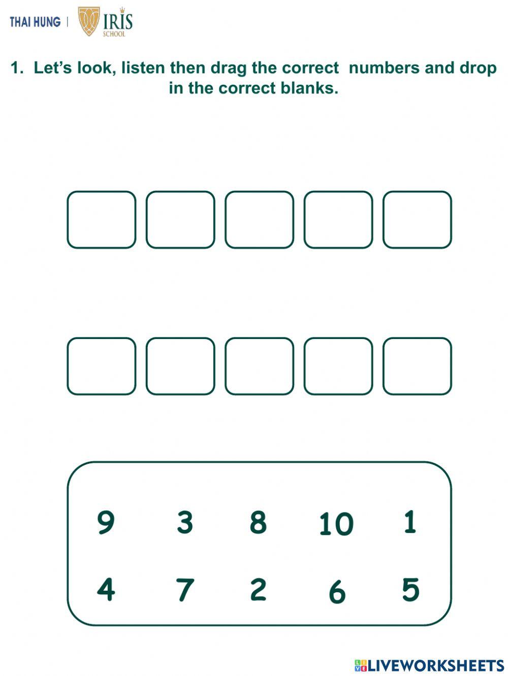 Worksheet about Numbers for Kids