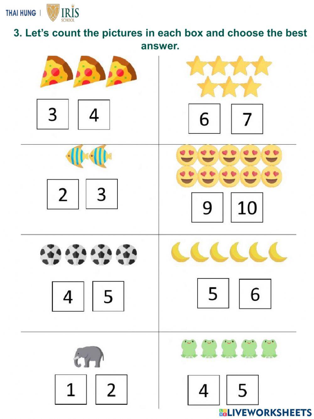 Worksheet about Numbers for Kids