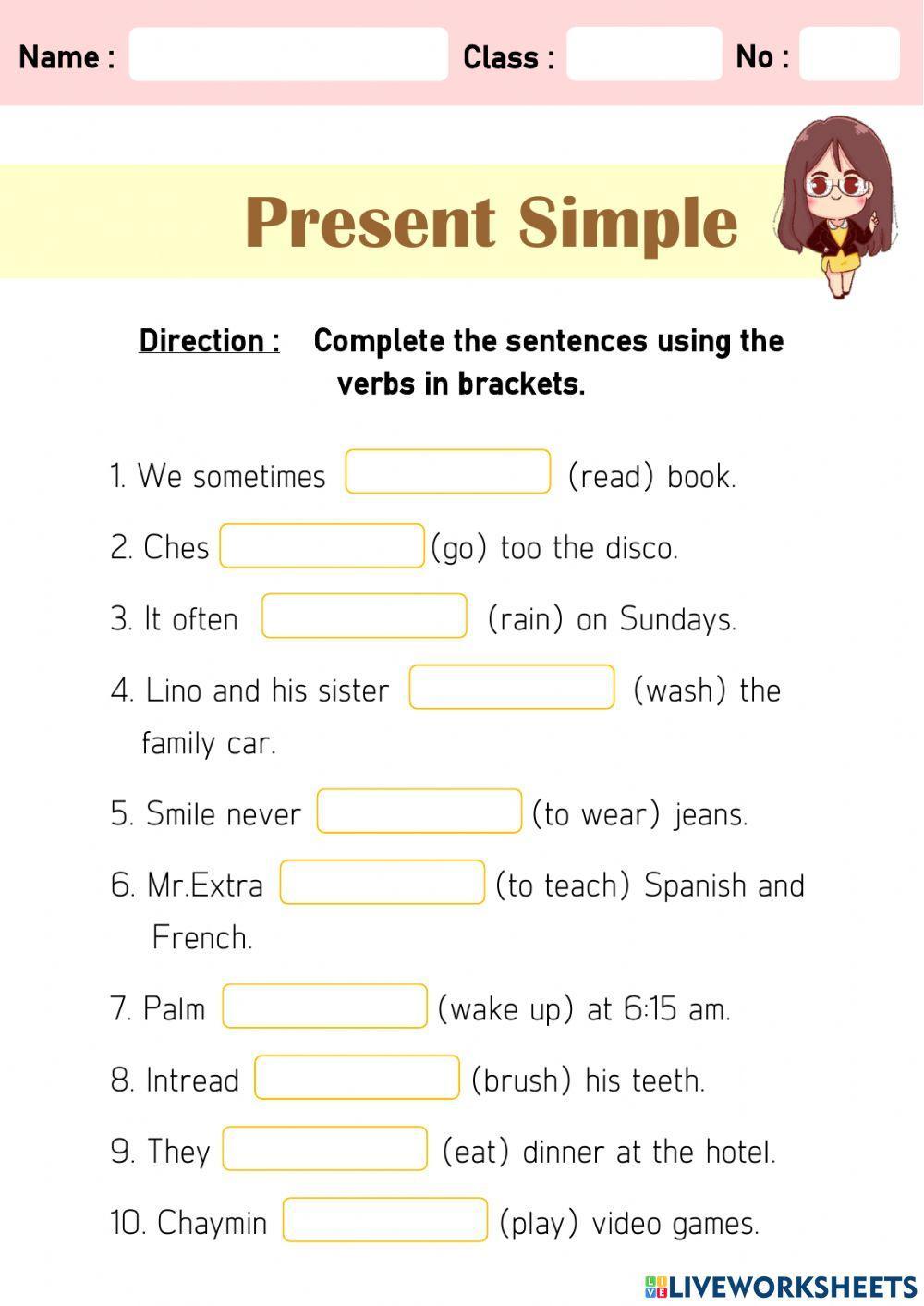 Present Simple Tense worksheet for grade 4 | Live Worksheets