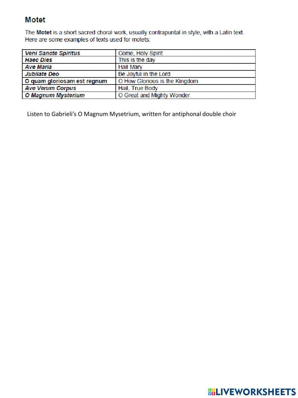 Adv Higher Renaissance Music 0