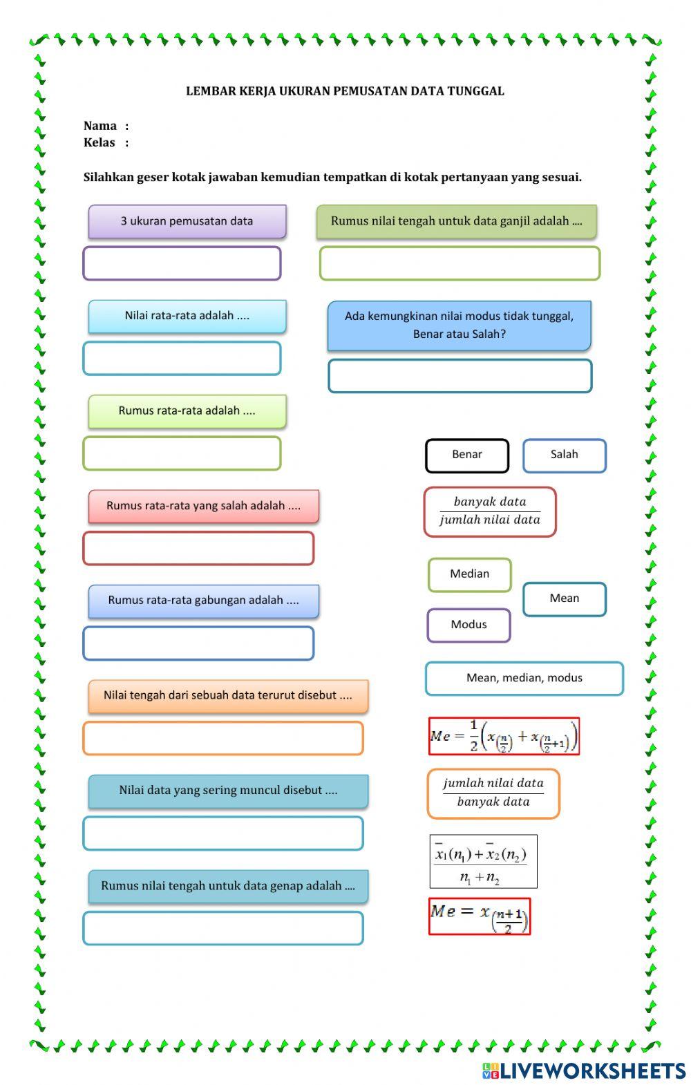 LKS Ukuran Pemusatan Data Tunggal