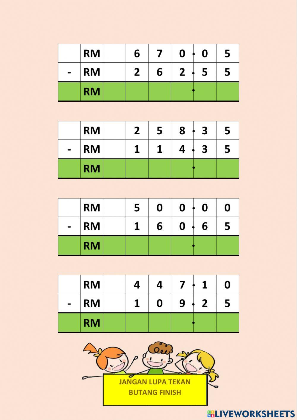 Tahun 3 tambah dan tolak wang Tahun 3 tambah dan tolak wang