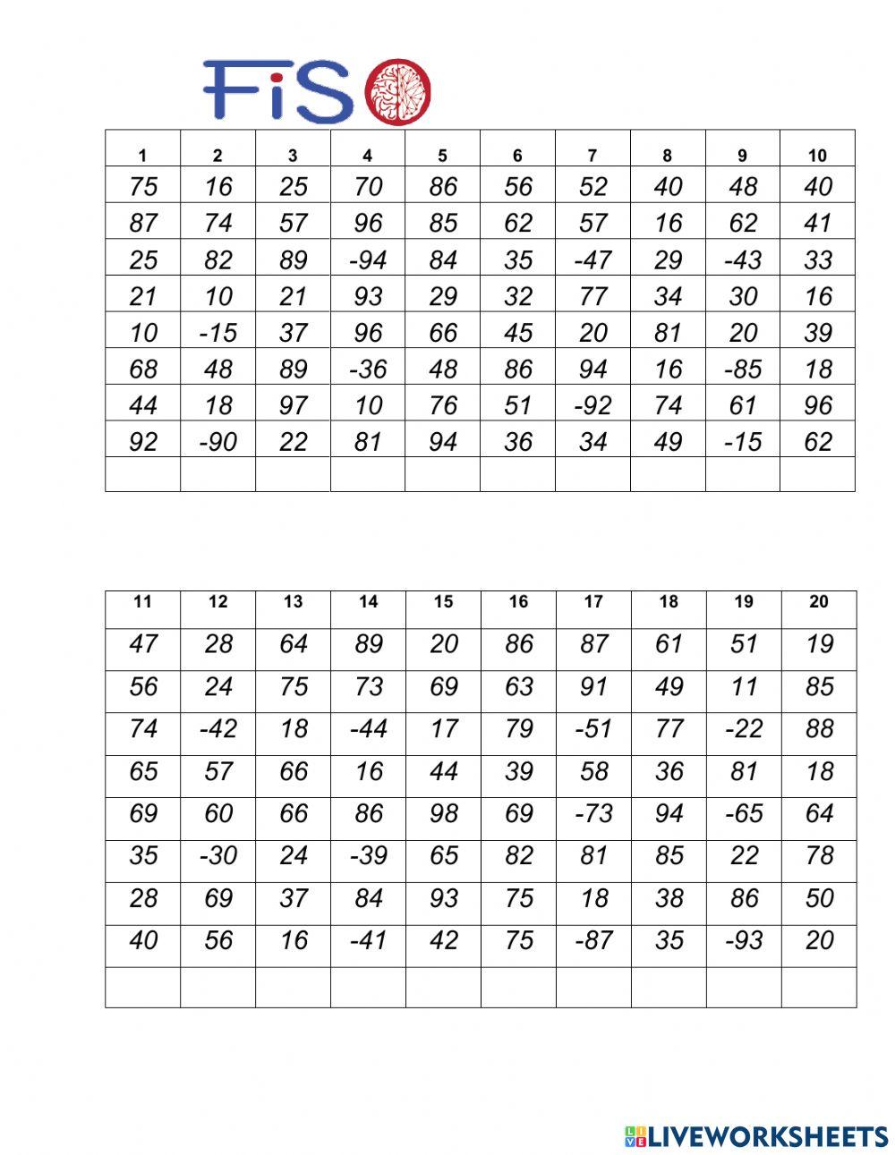 Soroban addsub 8.11 worksheet | Live Worksheets