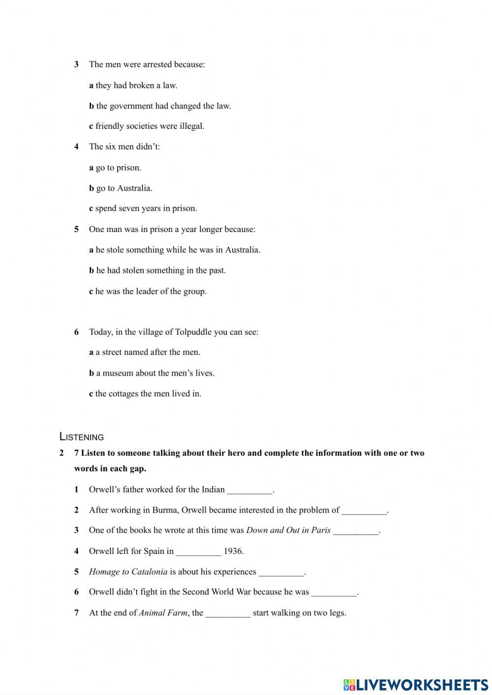 Reading and Listening Comprehension Practice